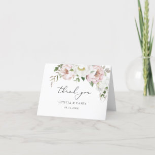 Floral Blush Pink White Peony Romantic Thank You Card