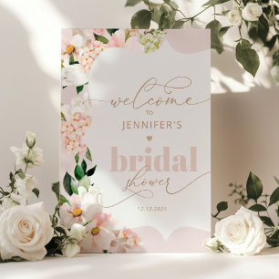 Floral blush pink wildflower bridal shower welcome poster