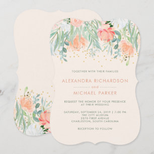 Floral Blush Romance   Watercolor Wedding Invitation