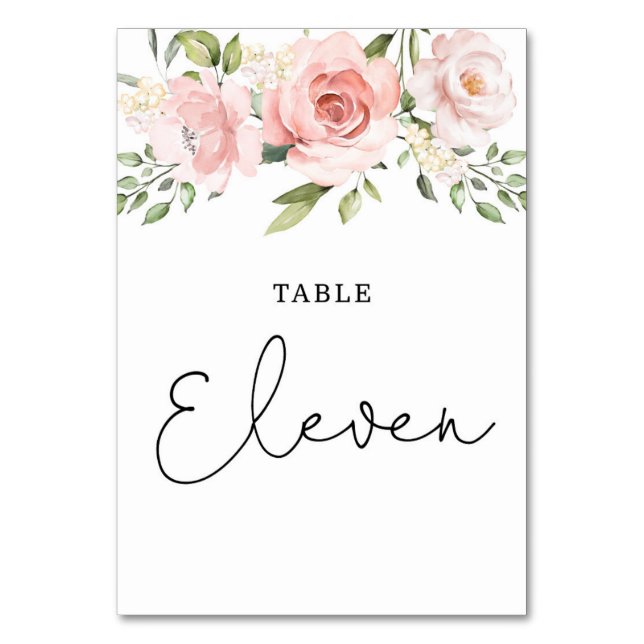 Floral blush roses eleven table number (Front)