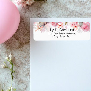 Floral Blush Roses Return Address Label