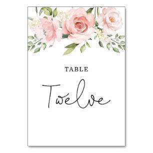 Floral blush roses twelve table number