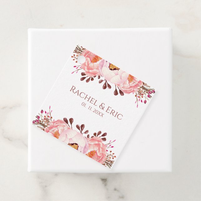 Floral Blush Wedding Personalised Favour Tag (In Situ)