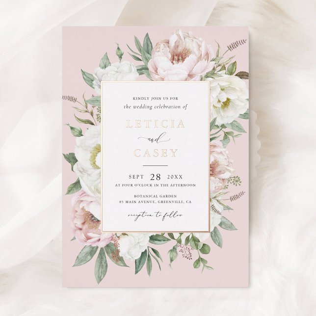 Floral Blush White Peony Elegant Rose Foil Wedding (Creator Uploaded)