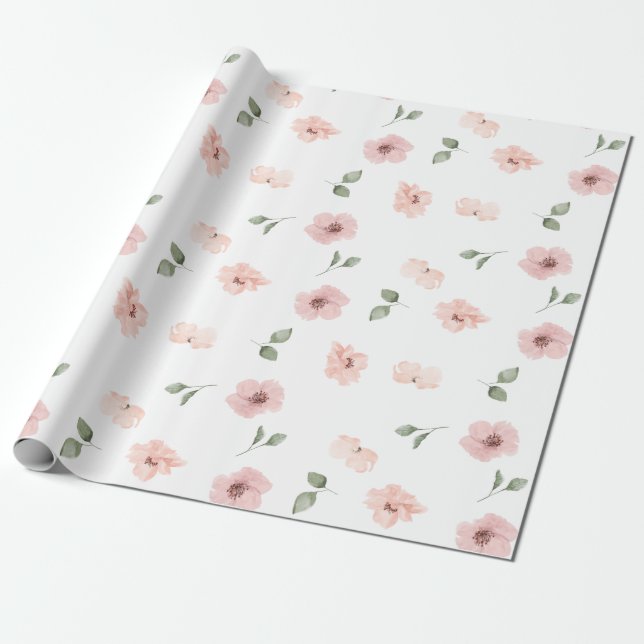 Floral Blush Wrapping Paper (Unrolled)
