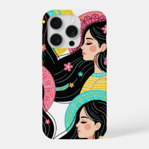 Floral Bohemian Women Illustration Art Print iPhone 15 Pro Case