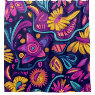 Floral Boho Abstract colourful 11 Shower Curtain