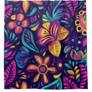 Floral Boho Abstract colourful 18 Shower Curtain