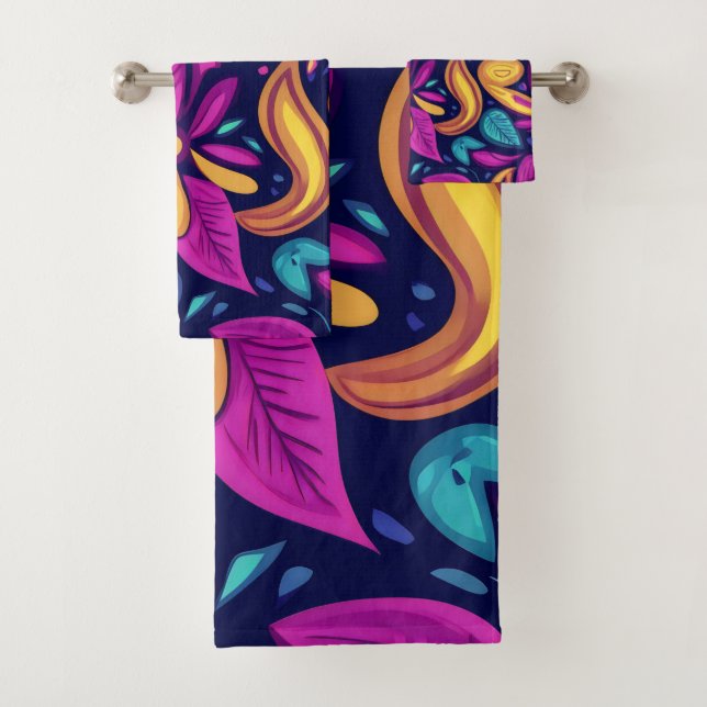 Floral Boho Abstract colourful 1 Bath Towel Set (Insitu)