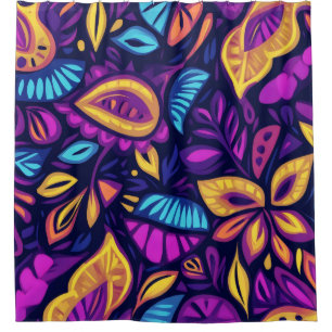 Floral Boho Abstract colourful 2 Shower Curtain