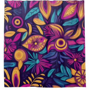 Floral Boho Abstract colourful 3 Shower Curtain