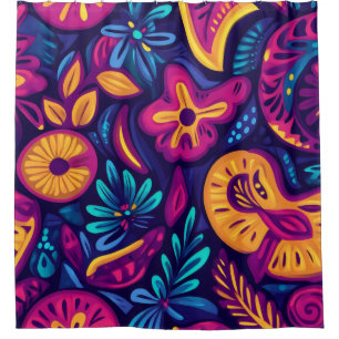 Floral Boho Abstract colourful 4 Shower Curtain