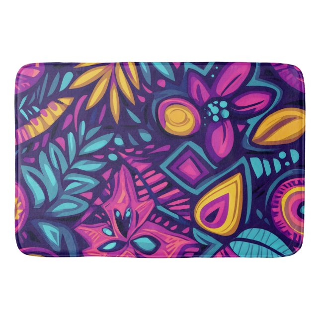 Floral Boho Abstract colourful 8 Bath Mat (Front)