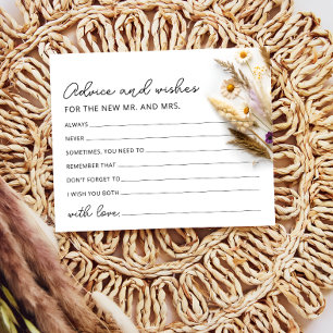 Floral Boho Advice and Wishes Bridal Shower Card