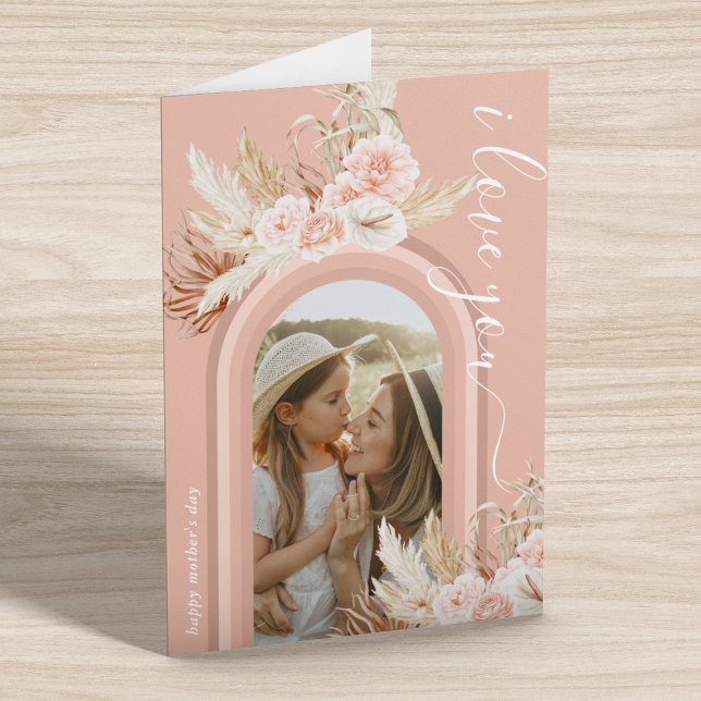 Floral Boho Arch Photo Mothers Day Card (Creator Uploaded)