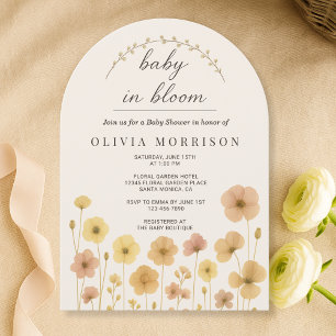 Floral Boho Baby In Bloom Baby Shower Invitation