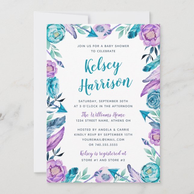 Floral Boho Baby Shower Invitation (Front)
