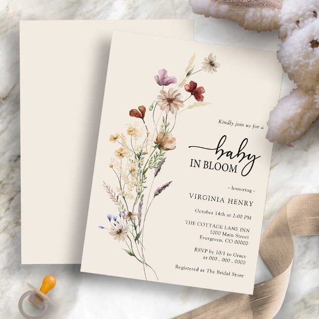 Floral Boho Baby Shower Invitation (Floral Boho Wildflower Baby Shower Invitation by Painted Paperie
)