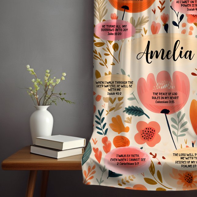 Floral Boho Bible Verses Affirmation With Name  Sherpa Blanket (Creator Uploaded)