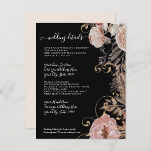 Floral Boho Blush Rose Gold Dried Wedding Details Invitation