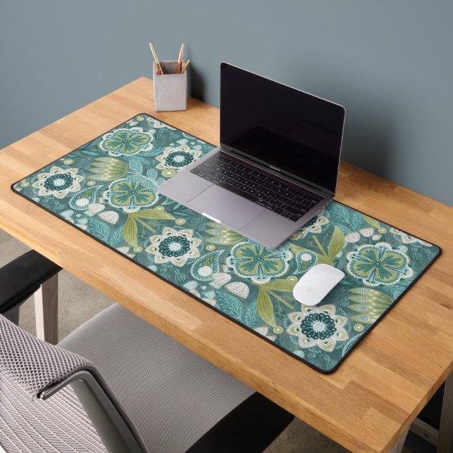 Floral Boho Botanical Pattern Desk Mat (Office 2)