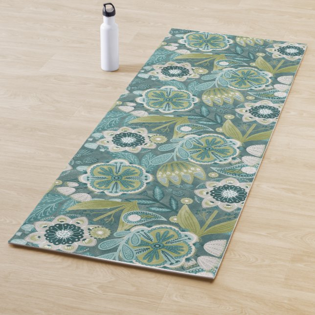 Floral Boho Botanical Pattern Yoga Mat (In Situ)