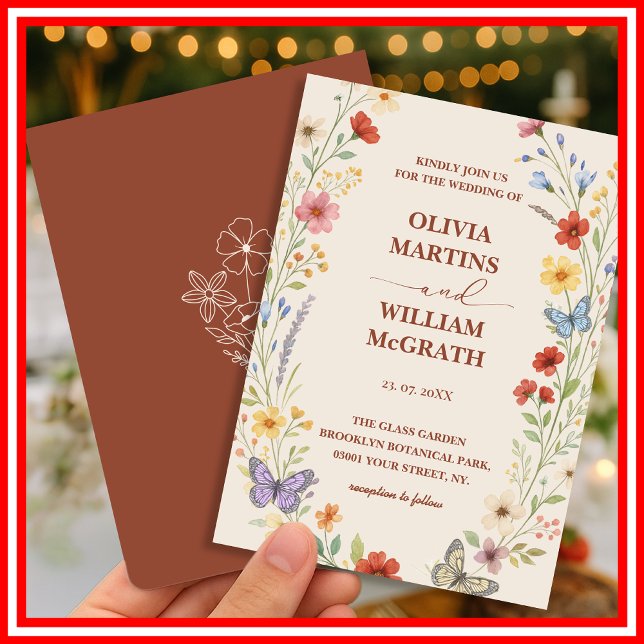 Floral Boho Burnt Orange Terracotta Wedding Invitation (Creator Uploaded)