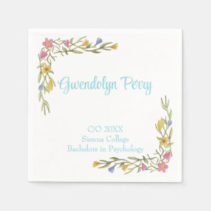 Floral Boho College Graduation Party Invitation Napkin