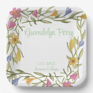 Floral Boho College Graduation Party Paper Plate