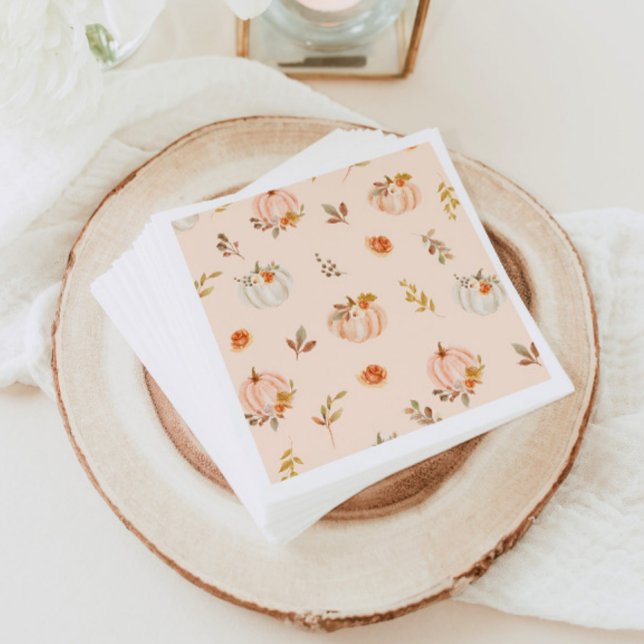 Floral boho fall little pumpkin birthday napkin (Creator Uploaded)