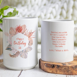 Floral Boho Happy Birthday Celebration Greeting Mug