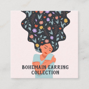 Floral boho illustration Earing Display card