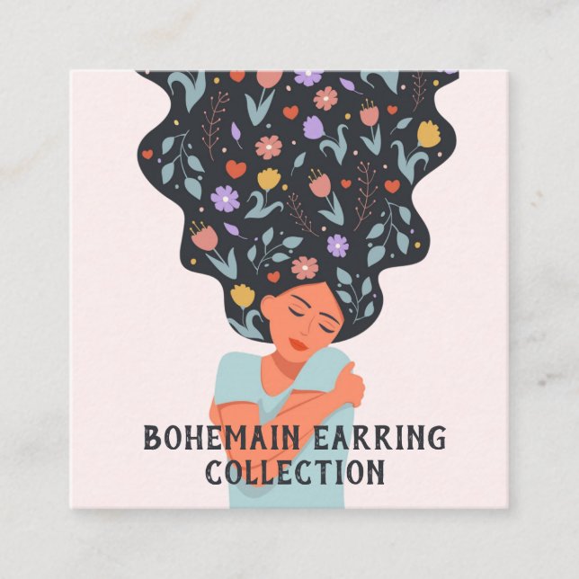 Floral boho illustration Earing Display card (Front)