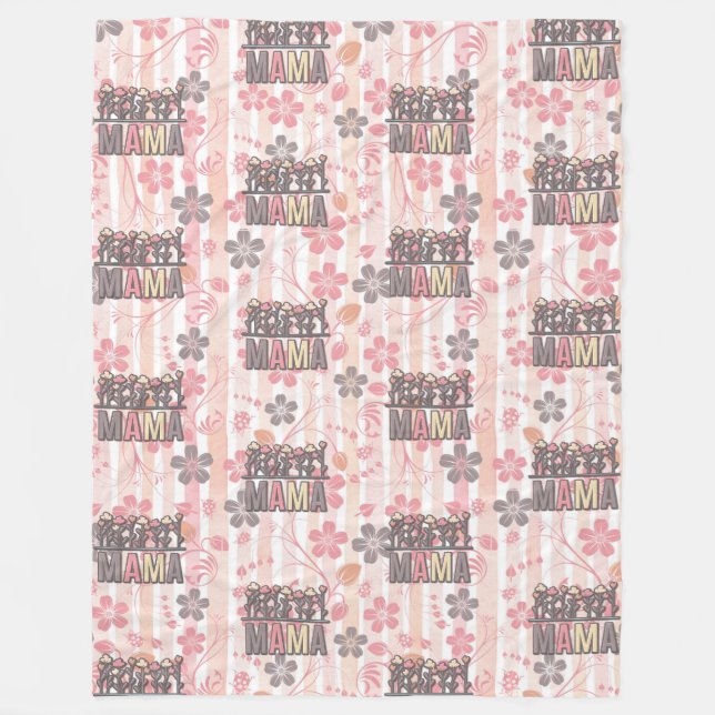 Floral Boho Mama Fleece Blanket (Front)