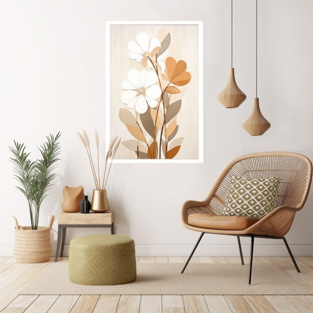 Floral Boho Mid Century Modern Print (Transform your space with the timeless beauty of mid century modern boho floral art print. )