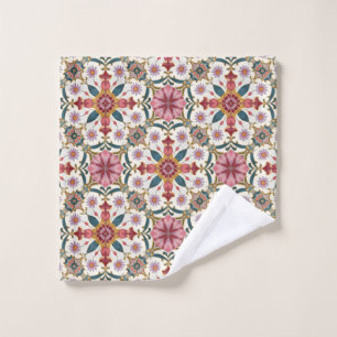 Floral Boho Pattern in Red, Pink & Teal Bath Towel Set