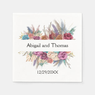 Floral Boho Personalised Trendy Wedding Napkin