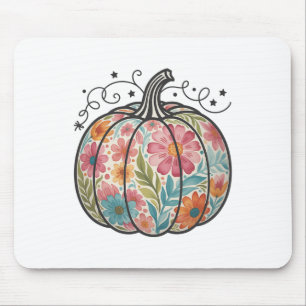 Floral Boho Pumpkin Preppy Fall Thanksgiving Cozy Mouse Pad