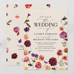 Floral Boho QR Code Wedding Invitation