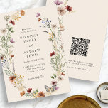 Floral Boho QR Code Wedding Invitation<br><div class="desc">Elevate your wedding stationery with our Floral Boho QR Code Wedding Invitation featuring a stunning wreath on the front. This elegant design showcases a beautiful arrangement of rustic dried grasses, delicate leaves, and vintage wildflowers in rich shades of tan, brown, rust, terracotta, and burnt orange. The back includes a convenient...</div>