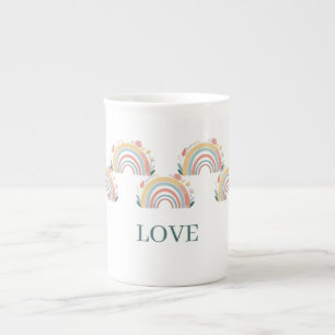 Floral Boho Rainbow Bone China Mug