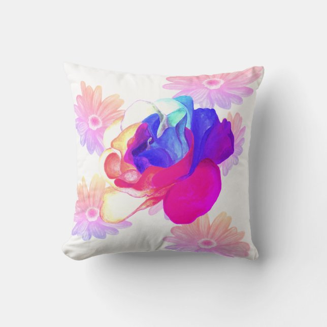 Floral Boho Rainbow of Colour Cushion (Front)