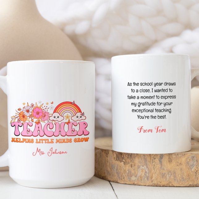 Floral Boho Rainbow World Teacher Day Coffee Mug (Creator Uploaded)