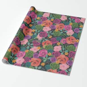 floral boho rose elegant chic botanical flowers  wrapping paper