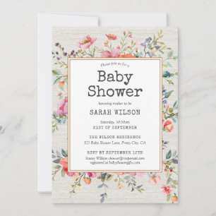 Floral Boho Rustic Chic Botanical Baby Shower Invitation