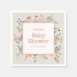 Floral Boho Rustic Chic Botanical Baby Shower Napkin