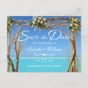 Floral Boho Summer Beach Wedding Save the Date Announcement Postcard