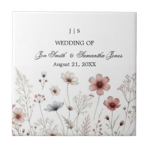 Floral boho summer simple ceramic tile