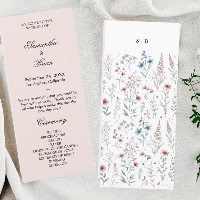 Floral boho summer simple wedding program (Creator Uploaded)