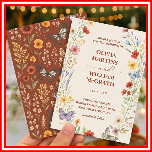 Floral Boho Terracotta Wedding Invitation
